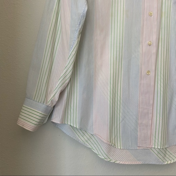 🆕 Ted Baker Button Down Dress Shirt - White w/ Pastel Stripes - Picture 7 of 10